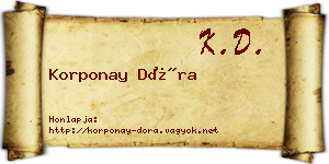 Korponay Dóra névjegykártya