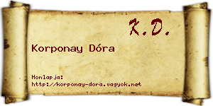 Korponay Dóra névjegykártya